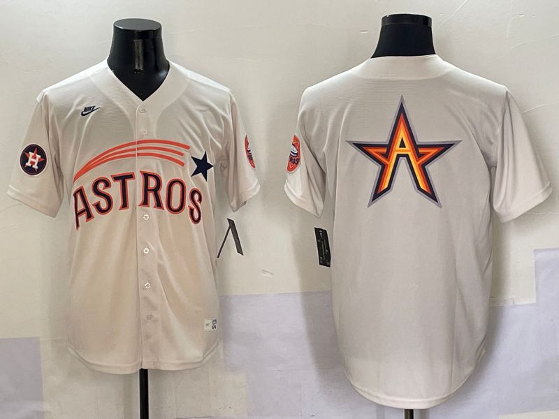 Men Houston Astros Blank Cream Five generations Joint Name 2025 Nike MLB Jersey style 8->houston astros->MLB Jersey